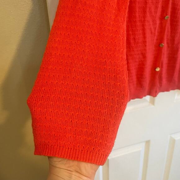 DRAPER JAMES Coral Gold Buttons Stitch Cardigan 1X *missing last button* - Picture 10 of 14